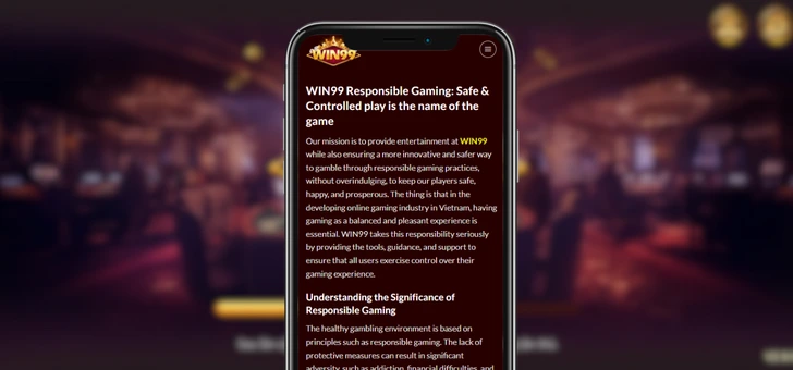 WIN99 Responsible  Gaming Banner
